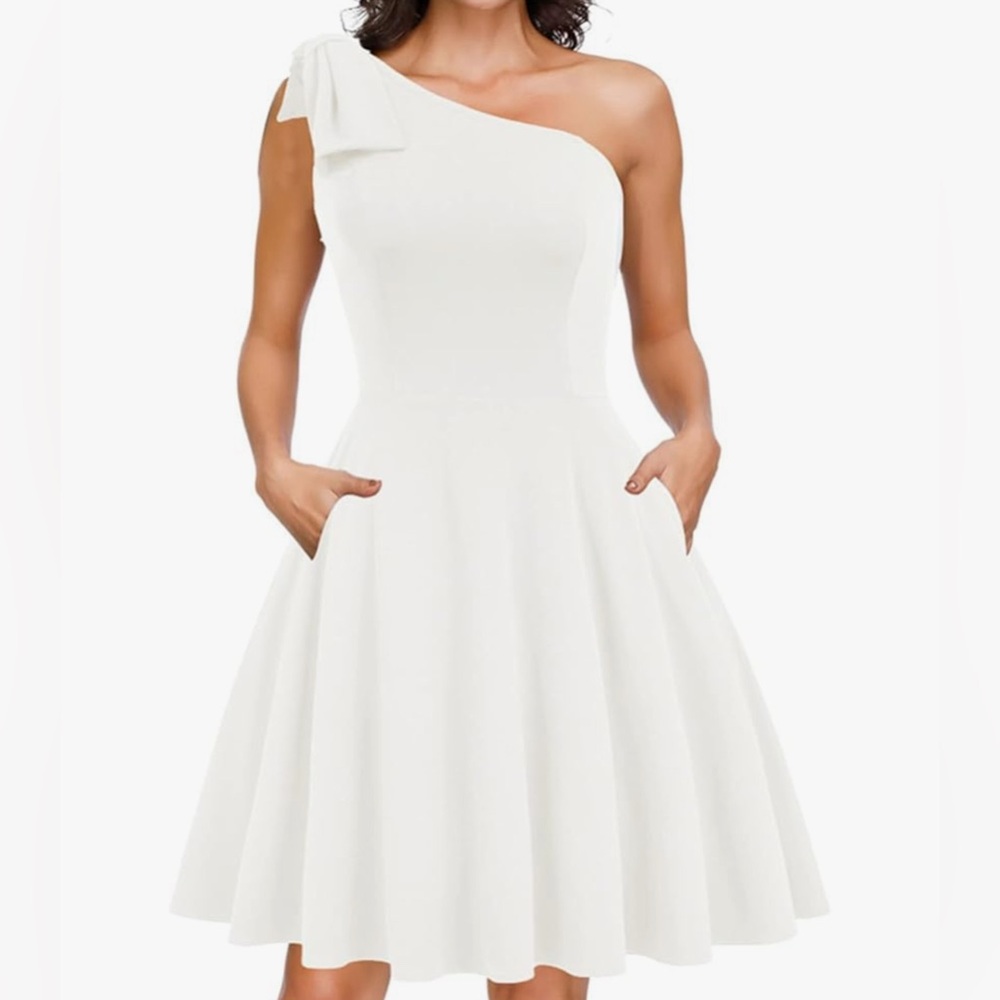 Elegant Blue One-Shoulder Dress
